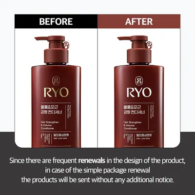 Visually demonstrates the product's effectiveness in strengthening and adding volume to hair by showing a before and after comparison.