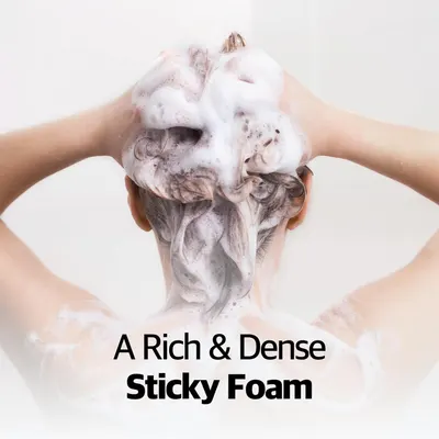 Highlights the product's ability to create a rich, dense, and sticky foam, likely emphasizing its cleansing or lathering capabilities.