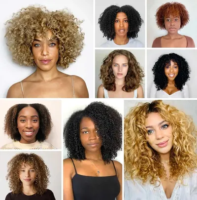 Showcases the versatility of the product by displaying various curly and natural hairstyles across different hair textures and types.