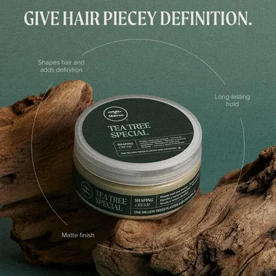 Highlights the key features of the hair product, including its ability to shape and define hair while providing long-lasting hold and a matte finish.
