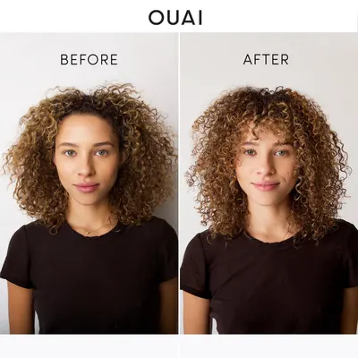 Visually demonstrates the product's ability to enhance curl definition and reduce frizz.