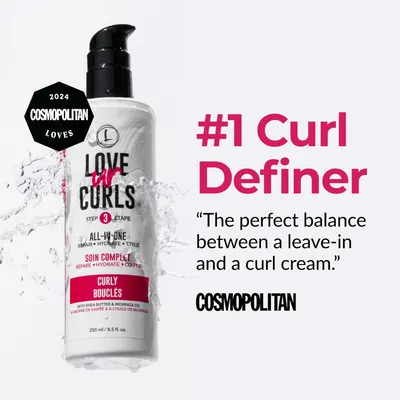 Showcases a positive review from Cosmopolitan magazine endorsing the product as the #1 curl definer, helping build trust and credibility.