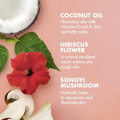 Highlights the key natural ingredients and their respective skin benefits to showcase the product's nourishing and rejuvenating properties.