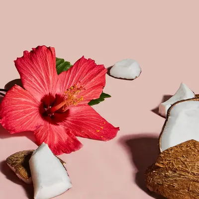 Showcases the product's natural, tropical ingredients and scent to appeal to customers seeking indulgent yet natural beauty products.