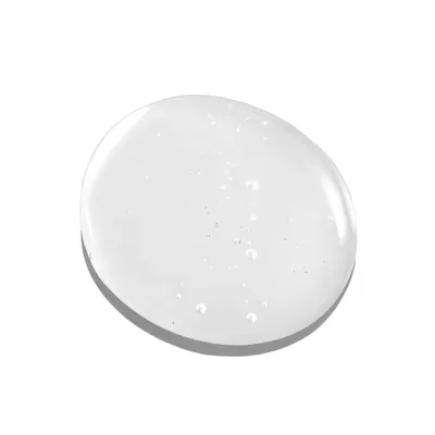 Highlights the transparent material and bubble inclusions of the product, likely to showcase its unique visual appearance.