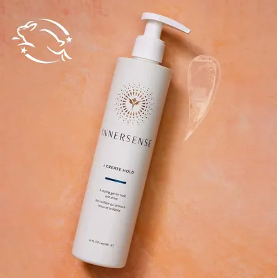Emphasizes the Innersense brand identity and product packaging design.