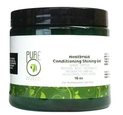 Highlights the product's key feature as a conditioning and shining gel for hair.