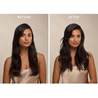 Visually demonstrates the transformative effect of the product on hair, showing increased volume, texture, and styling after using it.