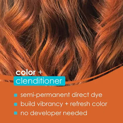 Highlights the key features and benefits of the color + conditioner product, including its semi-permanent direct dye formula, ability to build vibrancy and…