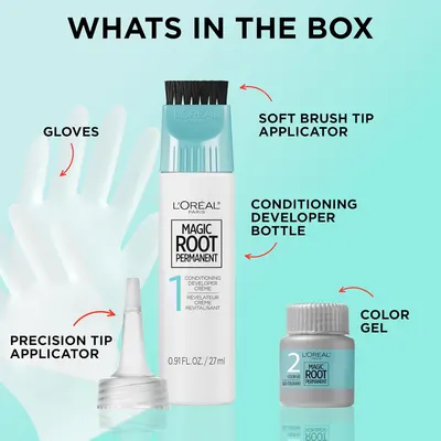 Shows all the items included in the hair color kit to set expectations for what the customer will receive.