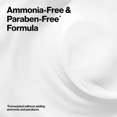 Highlights that the product is formulated without ammonia and parabens, reassuring customers of its safety and natural ingredients.