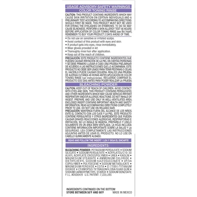 Provides important safety information, warnings, and a list of ingredients to ensure proper and safe usage of the product.
