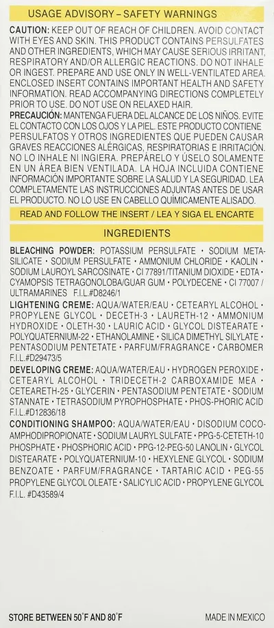 Provides important safety information, warnings, and a list of ingredients to ensure safe and proper use of the product.