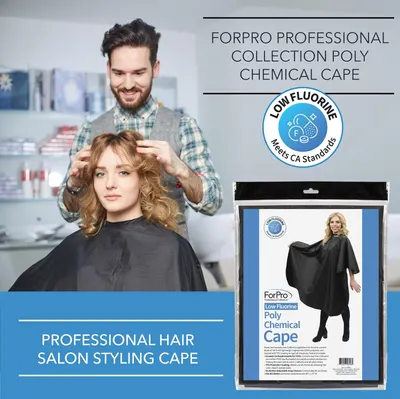 Highlights that the hair salon cape meets safety standards for low fluorine content, reassuring customers of its safety for professional use.