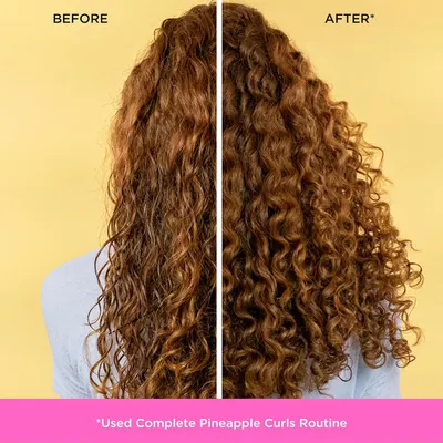 Visually demonstrates the product's effectiveness in enhancing curl definition and reducing frizz.