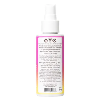 Highlights the product's ability to reboot and define tired curls while providing hydration without weighing them down.