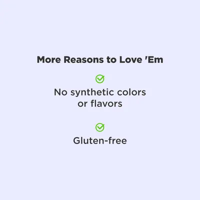 Highlights two key benefits of the product - that it is free from synthetic colors/flavors and gluten-free - to appeal to health-conscious consumers.