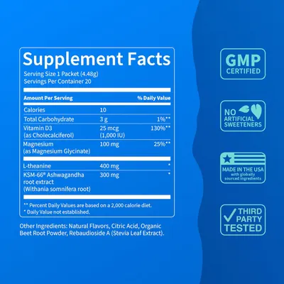 Clearly presents the nutritional facts and ingredients of the product to inform customers about its contents.