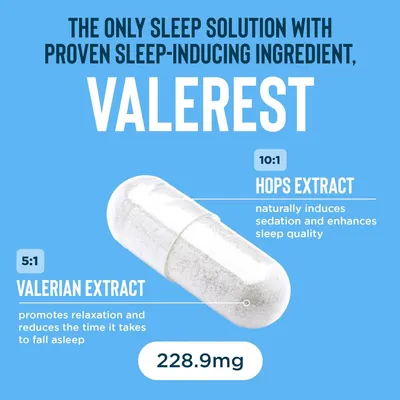 Highlights the key sleep-promoting ingredients and their benefits to position the product as an effective sleep solution.