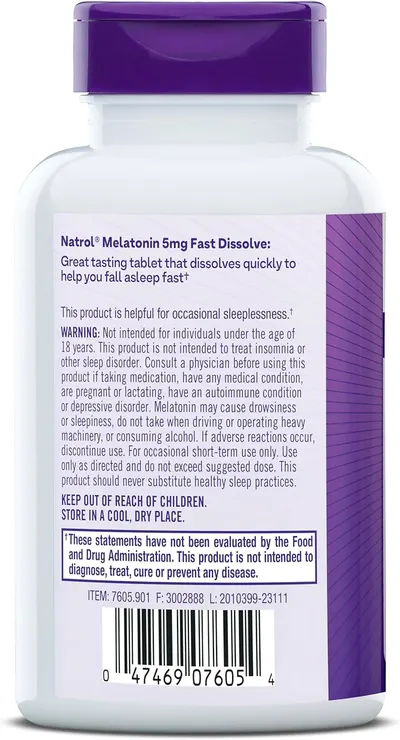Highlights that the melatonin tablet dissolves quickly to help users fall asleep fast.