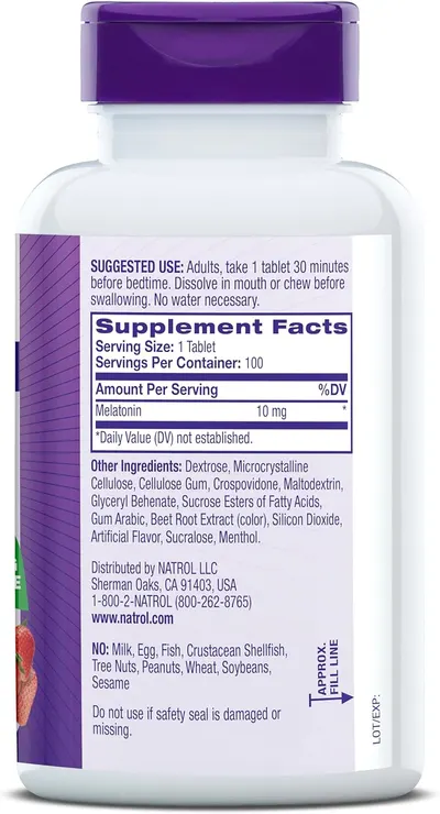 Highlights that the product contains melatonin, a supplement that can help with sleep.
