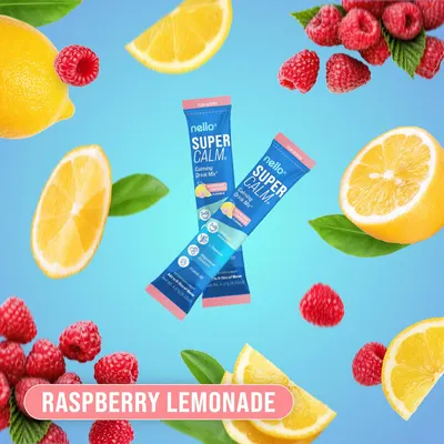 Highlights the refreshing raspberry lemonade flavor of the drink mix product.
