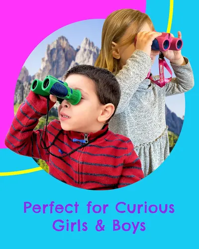 Showcases the binoculars as a tool for curious kids to explore the outdoors and satisfy their sense of adventure.