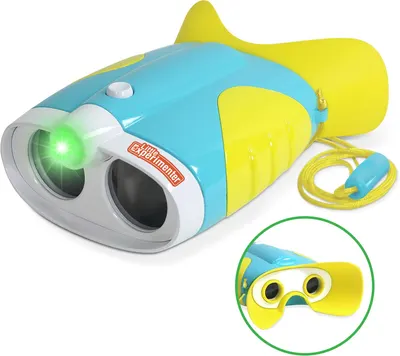 Shows a playful, kid-friendly binoculars toy product in a casual, user-generated style image.