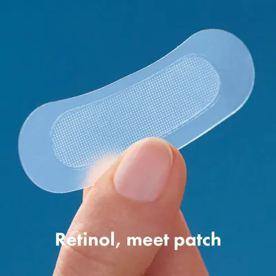 Introduces a new product format for retinol delivery, highlighting the innovative patch design for targeted skincare application.