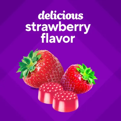 Highlights the product's delicious strawberry flavor to entice customers and communicate the taste experience.