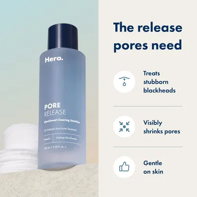 Highlights multiple benefits of the product: treating blackheads, shrinking pores, and being gentle on skin, to appeal to customers with various skincare…