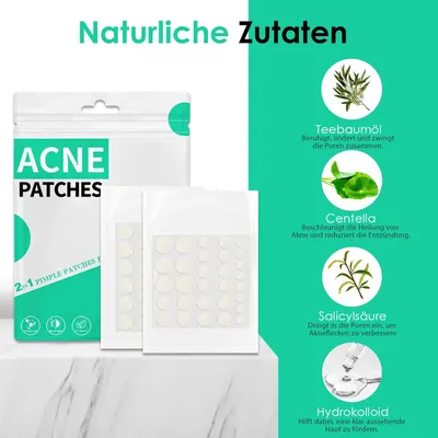 Highlights the natural ingredients in the acne patches and their specific benefits for treating acne.