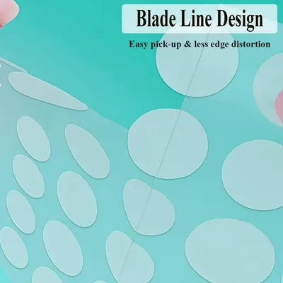 Highlights the product's blade line design feature, emphasizing easy pick-up and reduced edge distortion for improved performance.