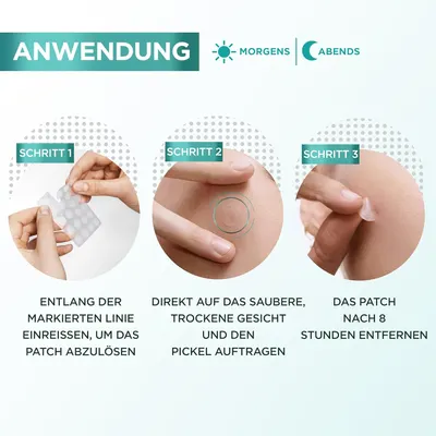 Demonstrates the step-by-step process of applying and removing an acne patch, helping users understand proper usage for maximum effectiveness.