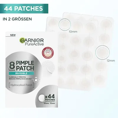 Shows the quantity and sizes of pimple patches included in the package, helping customers understand exactly what they're getting.