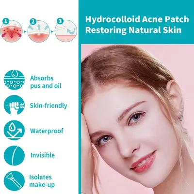 Demonstrates the step-by-step process of how the hydrocolloid acne patch works to absorb pus and oil, restoring natural skin. Highlights multiple benefits of the acne patch to show its effectiveness…