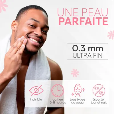Highlights multiple benefits of the skincare product, emphasizing its ultra-thin application, long-lasting effect, invisibility, suitability for all skin…
