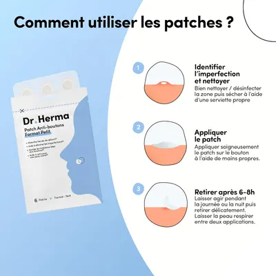 Provides step-by-step instructions on how to properly use the Dr. Herma anti-acne patches, ensuring customers use the product correctly for best results.