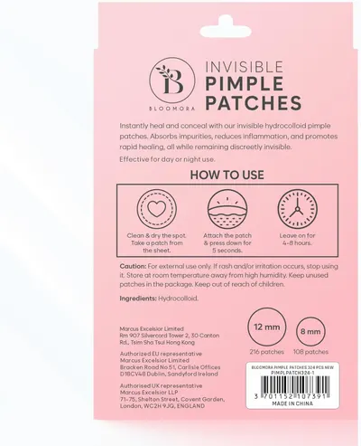 Secondary Images for BLOOMORA Invisible Acne Pimple Patch for Face (324 Pcs)