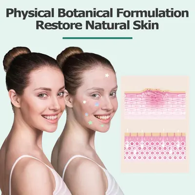 Demonstrates the product's ability to restore natural, healthy-looking skin using botanical formulations. Highlights the product's key benefit of restoring…
