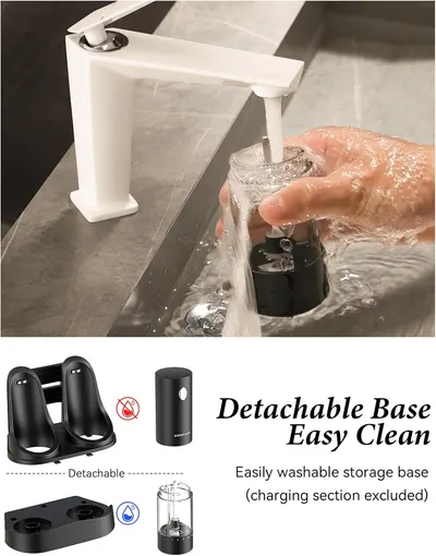 Demonstrates how to easily clean the product's detachable base, emphasizing its user-friendly design and maintenance. Highlights the product's detachable base feature, showing how it can be easily…