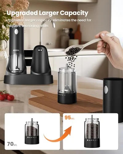 Highlights the upgraded larger capacity of the product, emphasizing that it reduces the need for frequent refills.