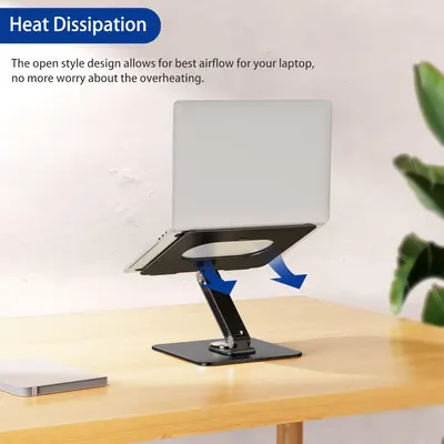 Highlights the product's open design that allows for better airflow, preventing laptop overheating.