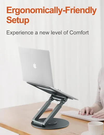 Highlights the product's ergonomically-friendly setup to emphasize improved comfort and posture for users.