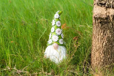 Showcases a spring-themed garden gnome to appeal to customers looking for seasonal outdoor decorations.