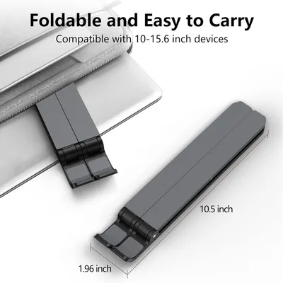 Highlights the product's foldable design, ease of carrying, and compatibility with various device sizes to emphasize its versatility and convenience.