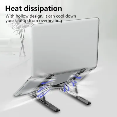 Highlights the product's ability to cool down a laptop and prevent overheating through its hollow design.