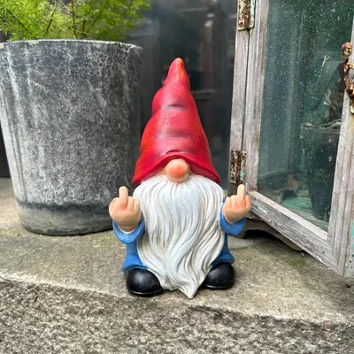 Shows the product in a realistic outdoor setting to demonstrate its use as a humorous garden decoration.