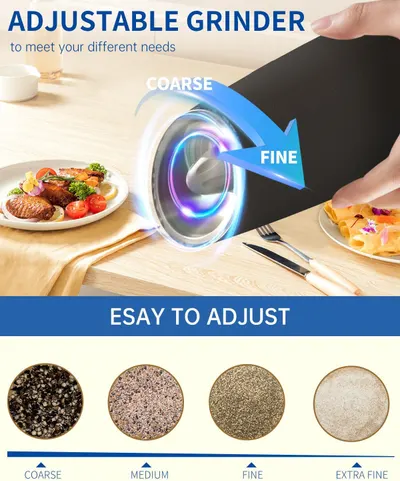 Highlights the product's adjustable grinding feature, showing how it can meet different needs from coarse to fine grinding.