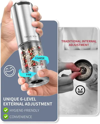 Secondary Images for CIRCLE JOY Rechargeable Electric Salt and Pepper Grinder Set with Base